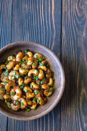 Portion of cashew shrimp stir-fryの写真素材