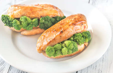 Broccoli stuffed chicken breastの写真素材