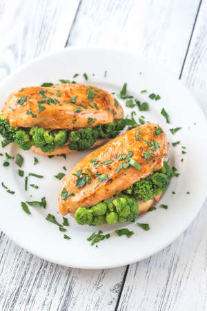 Broccoli stuffed chicken breastの写真素材