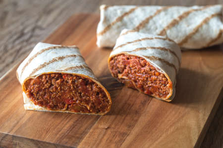 Burritos stuffed with ground beefの写真素材