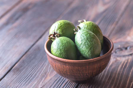 Bowl of feijoa fruitsの写真素材