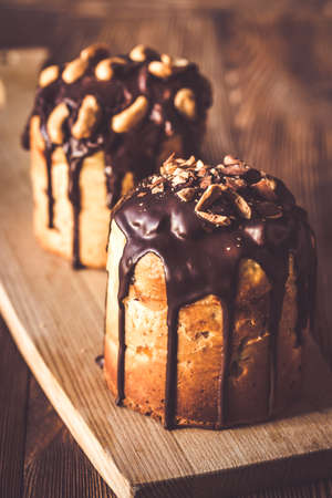 Decorated panettone with Christmas tree