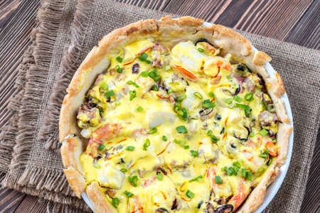 Seafood pie with saffron cream sauceの写真素材