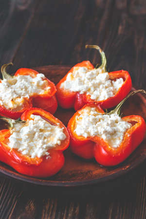 Stuffed peppers with fetaの写真素材