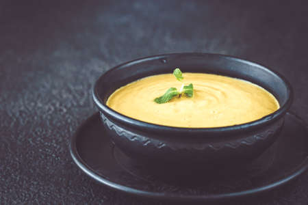 Bowl of lentil coconut creamy soup