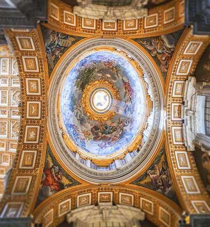 VATICAN CITY, VATICAN - JULY 14: Frescoes in St. Peter's Basilica  on July 14,2019. St. Peter's Basilica is he largest Catholic church in the world.のeditorial素材