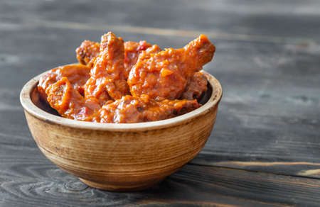 Bowl of buffalo wings: close-upの写真素材