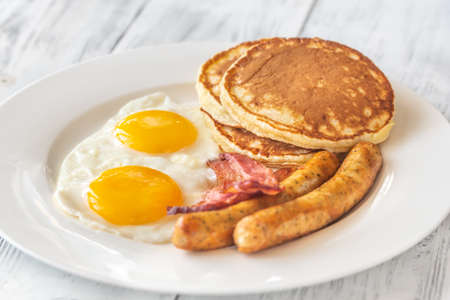 Portion of traditional American breakfastの写真素材