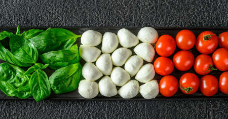 Caprese Salad arranged in Italian flag