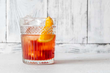 Glass of Negroni - popular Italian cocktailの写真素材