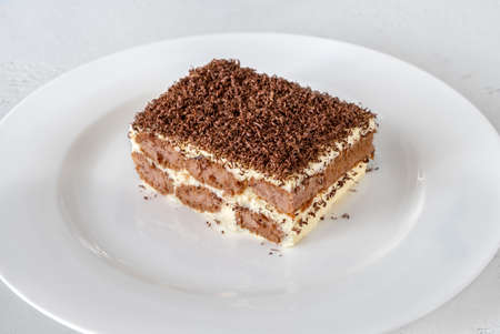 Portion of tiramisu - Italian dessert close up