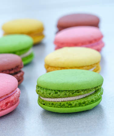 Batch of colorful macaroons with various flavors