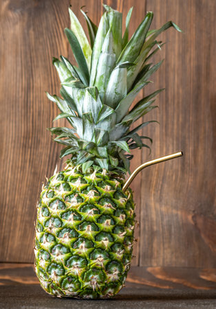 Abacaxi Ricaco cocktail served in pineapple shellの写真素材