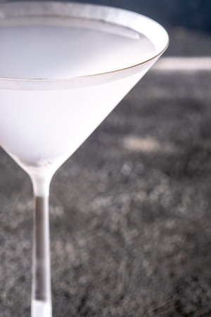 Martini glass of Lavender and Black Pepper Cocktailの写真素材