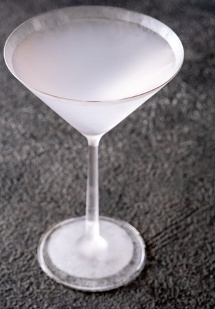 Martini glass of Lavender and Black Pepper Cocktailの写真素材