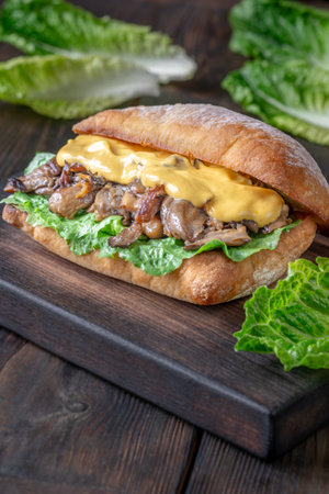 Ciabatta sandwich with mushrooms