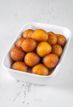 Gulab jamun indian dessert soaked in syrupの写真素材