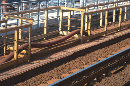 Structures of a new railway platform under construction next to the tracks of the existing Okruzhnaya platformの写真素材