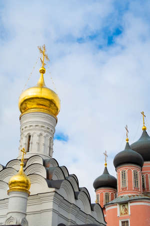 Large and small cathedrals of the Donskoy Mother of God, Donskoy Monastery, Moscow, background