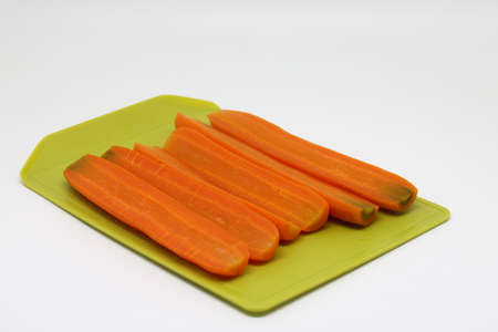 Sliced boiled carrots, sweet red carrots, healthy delicious vegetables, healthy foodの写真素材