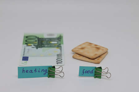 Banknotes are intended to pay for heating. The concept of increasing the cost of heating, payments for natural gas. energy crisis. High cost, gas priceの写真素材