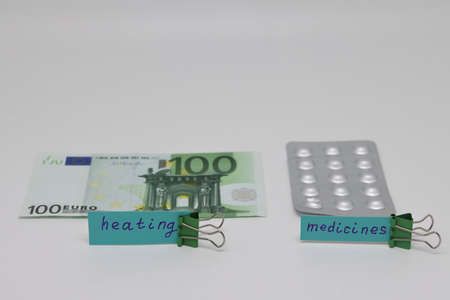 Banknotes are intended to pay for heating. The concept of increasing the cost of heating, payments for natural gas. energy crisis. High cost, gas priceの写真素材