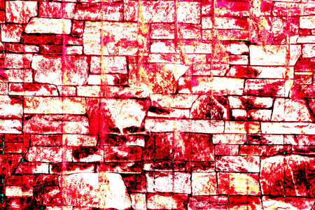 Old building trend showing brickwork, colorful uneven brick background. Changed color schemeの写真素材