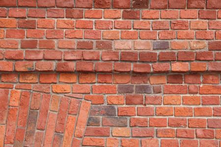 Red grunge brick wall, abstract background texture with old dirty and vintage style pattern