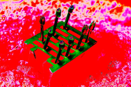 Red bricks with holes. Changed color scheme. colorful background