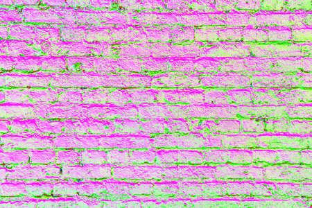 Background of old vintage brick wall, painted brick wall. Changed color scheme. colorful backgroundの写真素材