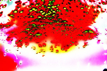 Large drops of water. Abstract wet background. Colored macro texture many drops. Heavily textured...