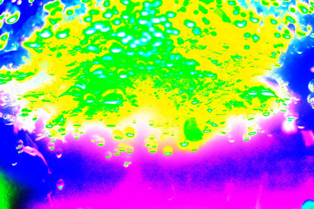Large drops of water. Abstract wet background. Colored macro texture many drops. Heavily textured...