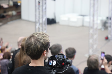 Video production covering event on stage by professional video camera in concertのeditorial素材