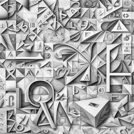 Abstract colorful oil painting. Colorful abstract background with letters and numbers. Illustration drawn by artificial intelligence, neural networkの写真素材