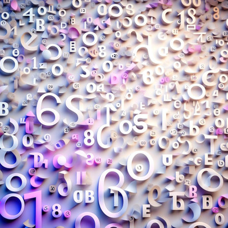 Abstract colorful oil painting. Colorful abstract background with letters and numbers. Illustration drawn by artificial intelligence, neural networkの写真素材