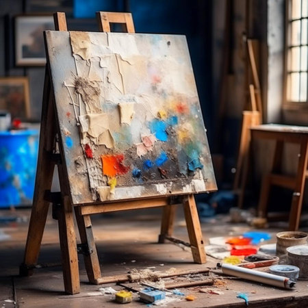 life size wooden easel for an artist, sketching a picture. Created by AIの素材