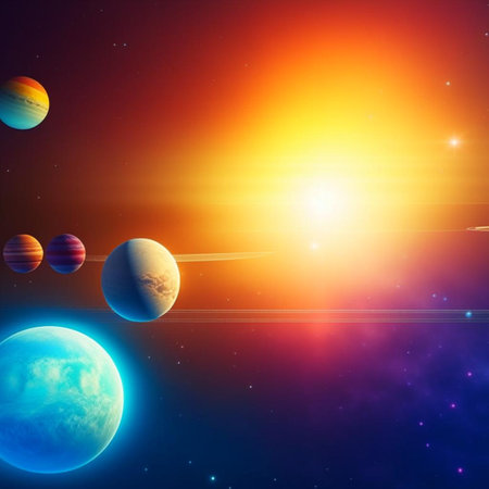 Space and planets from another solar system. abstract background, futuristic systems of planets. Generated by AIの素材