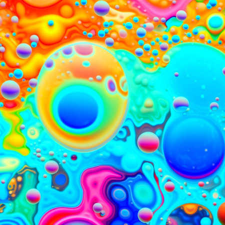 soap bubbles, colorful abstract background, generated by AIの素材