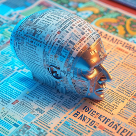 Scraps of newspapers with letters written in Latin as a concept for explaining artificial intelligence and text generationの素材