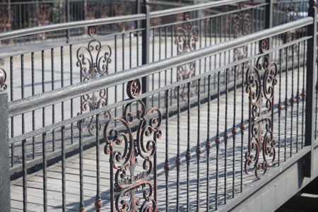 pedestrian bridge with metal railings, Marmaris, May 2023