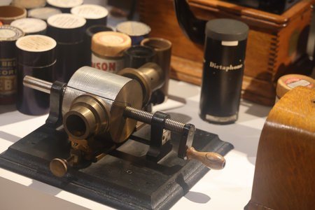 Ancient device for creating rollers for mechanical sound devices, museumの写真素材