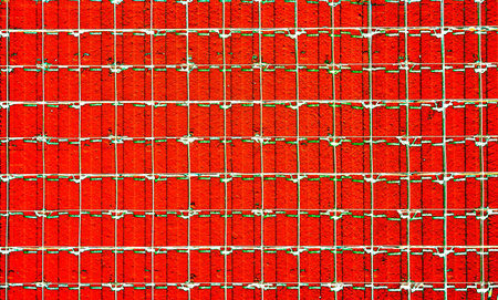 metal mesh on concrete background, abstract, modified color scheme, colorful backgroundの写真素材