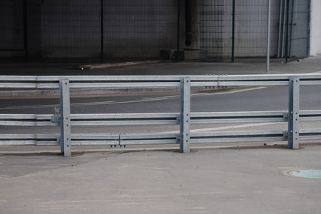 curb along the highway, asphalt and lawn along the road, minimalism 5の写真素材