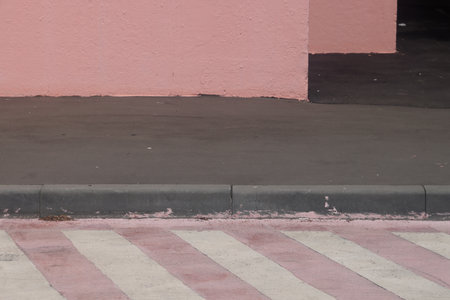 curb along the highway, asphalt and lawn along the road, minimalism 5の写真素材