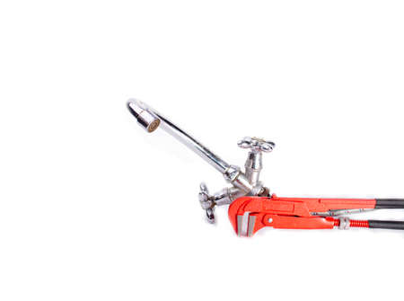 Sink taps broke on white backgroundの写真素材