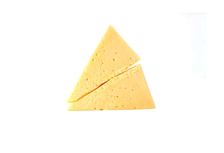 slices of yellow cheese on a white background