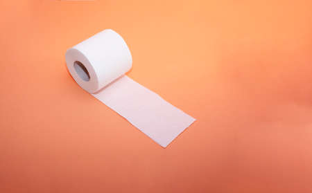 Toilet paper, on colored backgroundの写真素材