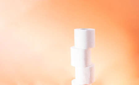 Toilet paper, on colored backgroundの写真素材