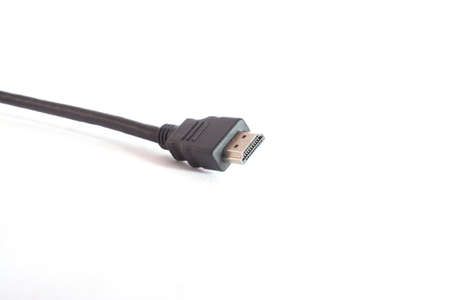 Close-up view of HDMI cables on a white background.