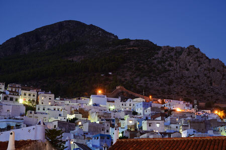 Morocco. Blue medina of Chefchaouen city at twilightの写真素材